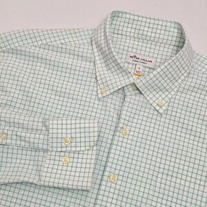 Peter Millar Summer Comfort Mens Large Green Tattersall Check Shirt MS19EW03BL